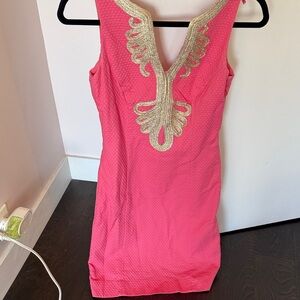 Lilly Pulitzer Pink Dress with Gold Embellishments